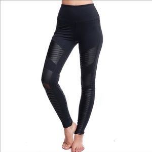 Black Malibu moto mesh workout leggings